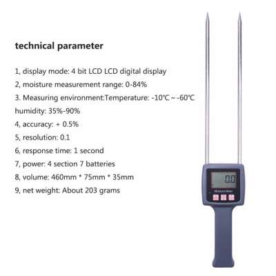 TK100H Portable Hay Moisture Meter for cereal straw bran Forage grass Leymus chinensis Emperor bamboo grass testing fibre