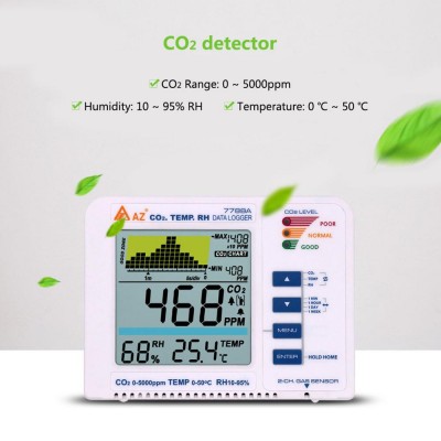 yieryi 3 in 1 Desktop Carbon Dioxide Datalogger Range 5000ppm Indoor Air Quality Temperature RH AZ7788A CO2 Gas Detector Meter