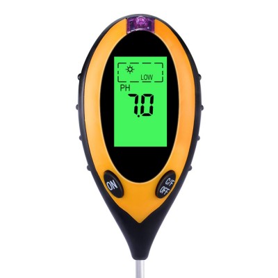 New 4 IN 1 Digital PH Meter Soil Moisture Monitor Temperature Sunlight Tester For Gardening Plants Farming With LCD Displayer